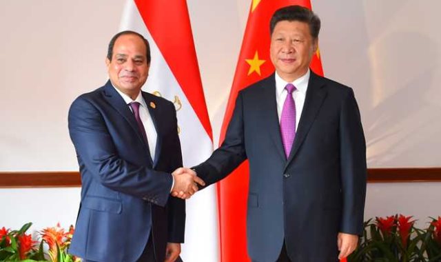 الرئيس عبد الفتاح السيسي مع الرئيس الصيني