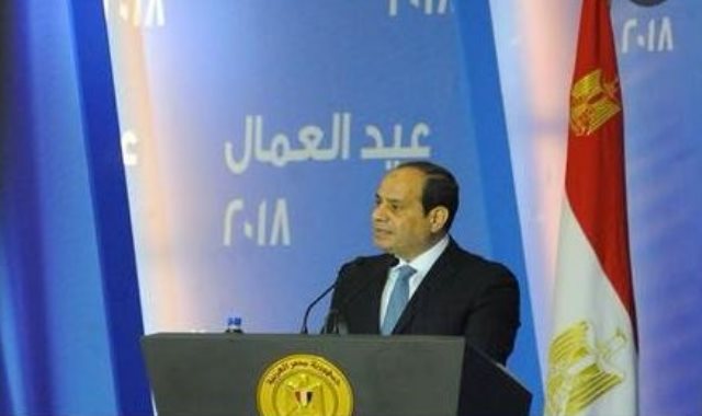 الرئيس عبد الفتاح السيسي أثناء خطابه في احتفال عيد العمال
