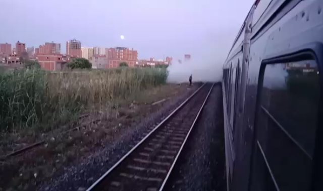 توقف حركة القطارات بسبب الحريق