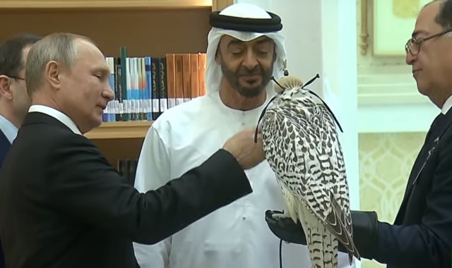 بوتين يقدم الصقر لولي عهد أبو ظبي
