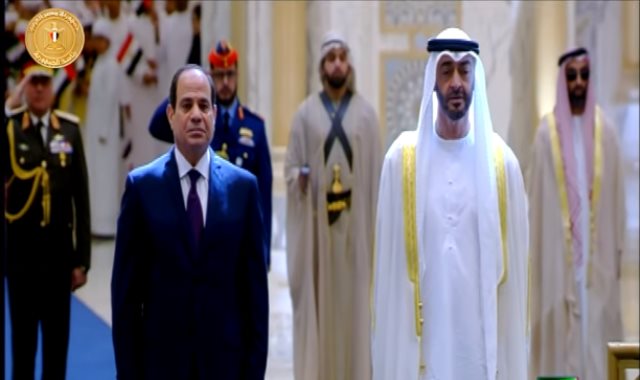 مراسم استقبال الرئيس السيسي فى قصر الوطن بأبو ظبي