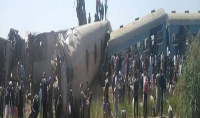 حادث تصادم قطارين بطريق طهطا