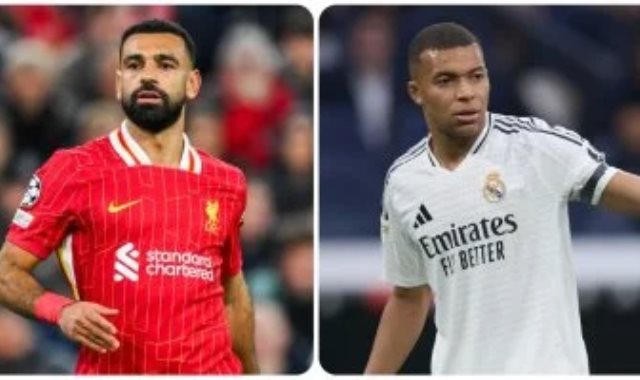 محمد صلاح لاعب ليفربول وكليان مبابي لاعب ريال مدريد