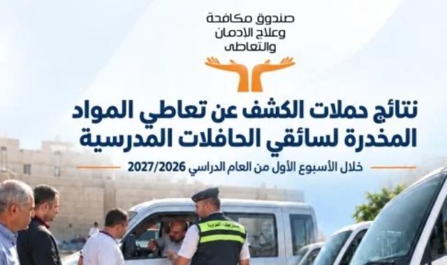 نتائج حملات الكشف عن تعاطي المخدرات لسائقى الحافلات المدرسية خلال أسبوع