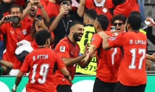 فرحة لاعبي منتخب مصر فى إحدى المباريات