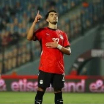 محمود صابر يحتفل بهدفه مع منتخب مصر أمام نيجيريا