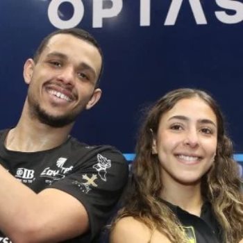 مصطفى عسل وهانيا الحمامي لاعبي منتخب الإسكواش