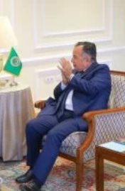 نبيل فهمي، الأمين العام لجامعة الدول العربية مع المبعوث الفرنسي 